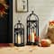 Glitzhome® Black Farmhouse Church Window Wood & Metal Lanterns Set